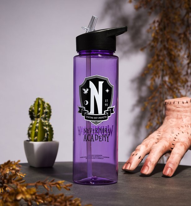 Wednesday Nevermore Academy Purple Water Bottle