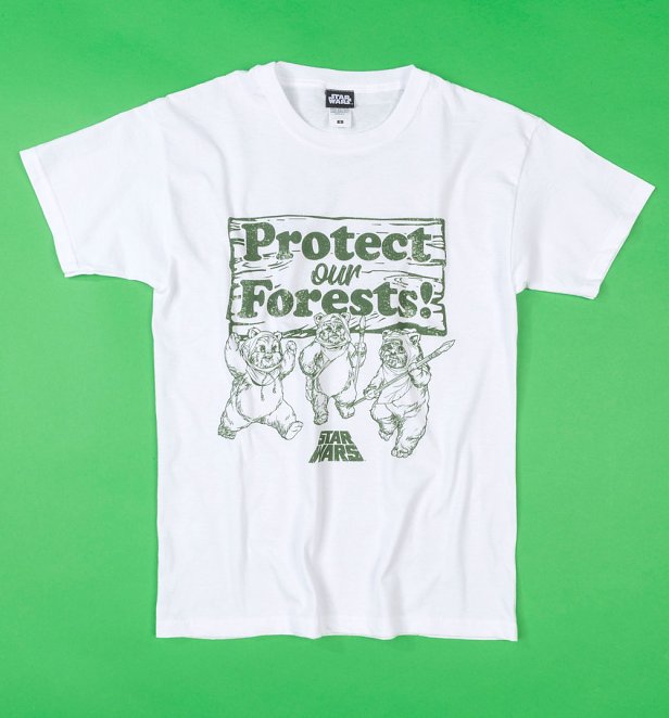 Star Wars Ewoks Protect Our Forests White T-Shirt