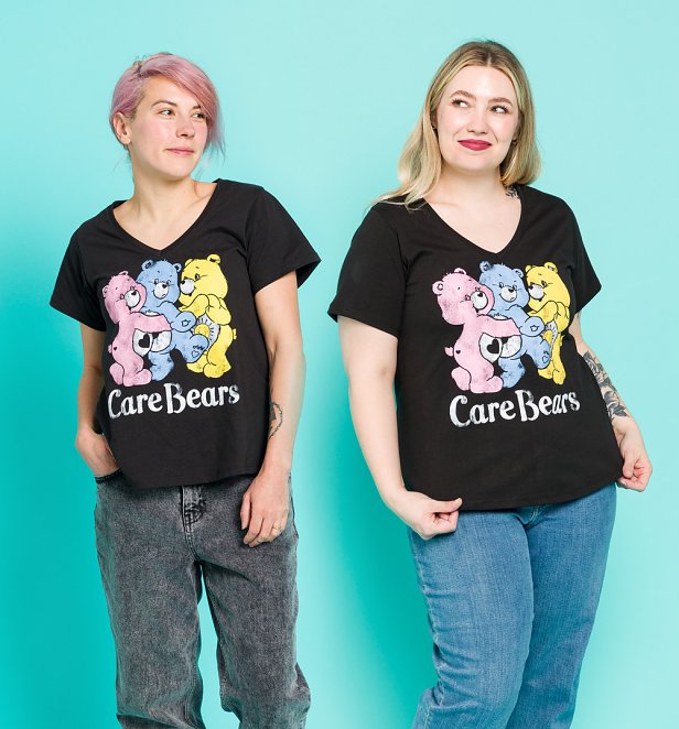 Women's Care Bears Black V-Neck T-Shirt