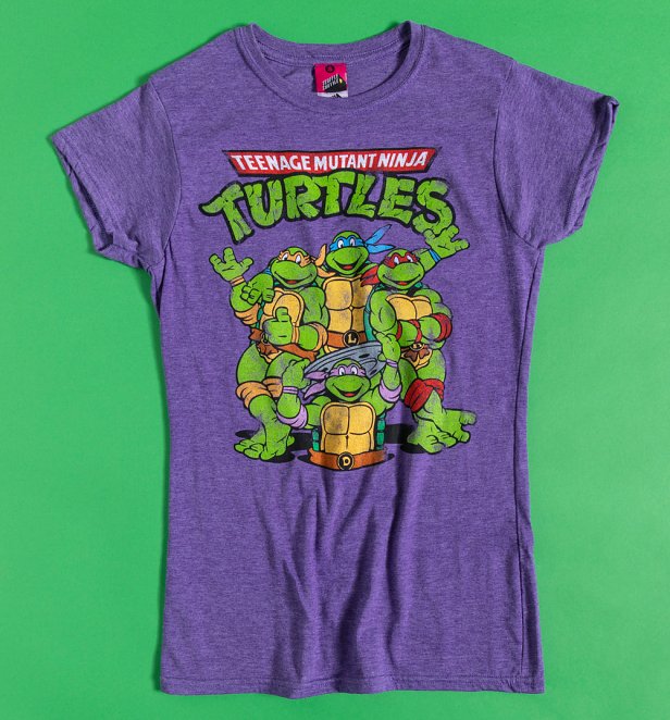 Classic Teenage Mutant Ninja Turtles Purple Marl Fitted T-Shirt