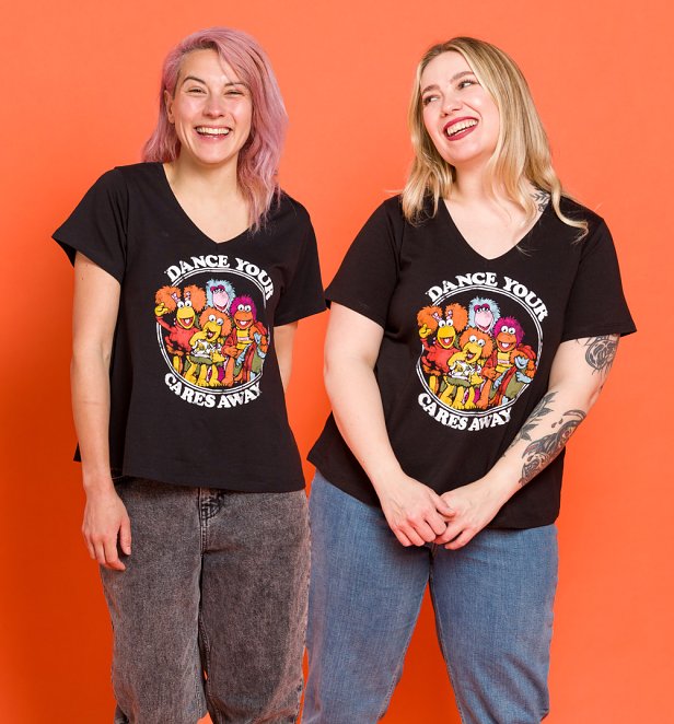 Women's Fraggle Rock Black V-Neck T-Shirt Women's Fraggle Rock Black V-Neck T-Shirt