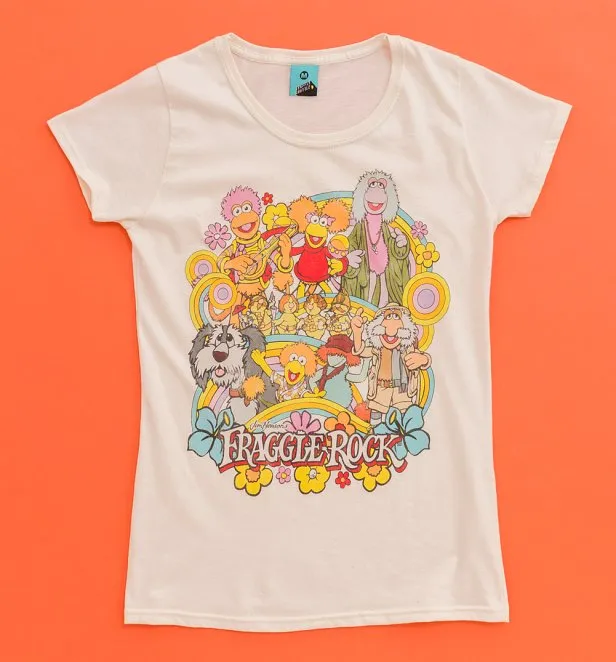 Women's Fraggle Rock Rainbow Parade Natural Fitted T-Shirt