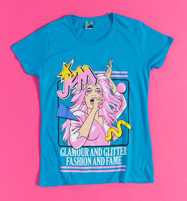 Jem And The Holograms Glamour And Glitter Blue Fitted T-Shirt