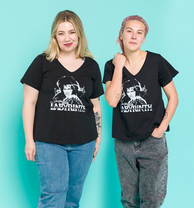 Women's Labyrinth Black V-Neck T-Shirt