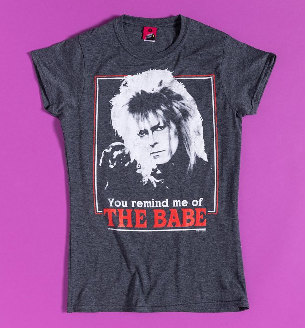 Labyrinth You Remind Me Of The Babe Charcoal Marl Fitted T-Shirt