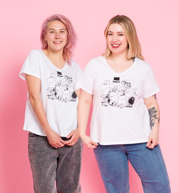 Women's Moomin White V-Neck T-Shirt