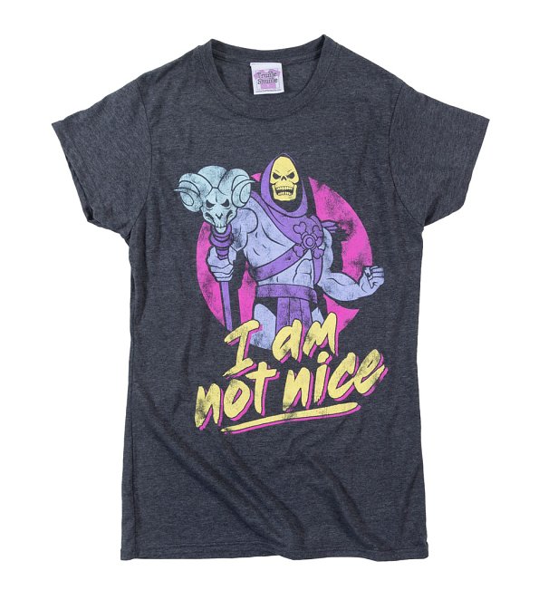 Women's Skeletor I Am Not Nice Charcoal Marl Fitted T-Shirt Women's Skeletor I Am Not Nice Charcoal Marl Fitted T-Shirt