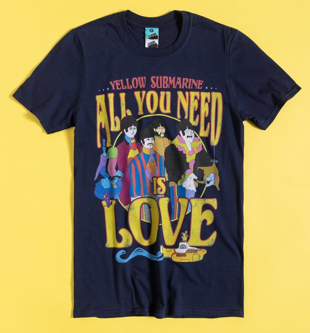 Yellow Submarine Psychedelic Navy T-Shirt